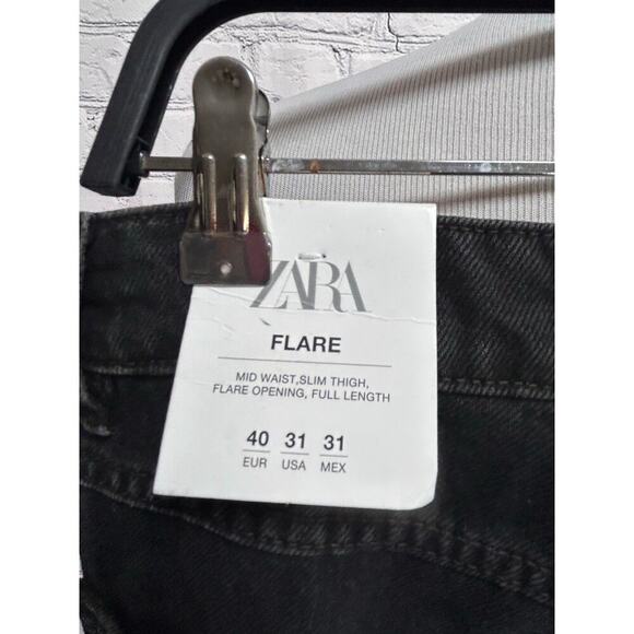Nwt-Zara - flared zippers jeans -31 - Picture 9 of 9